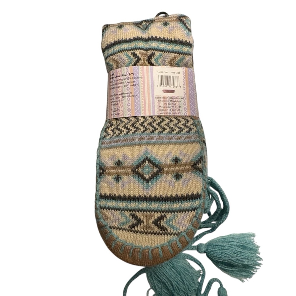 MUK LUKS Patterned Knit Slipper Socks Size S/M (5-7) — BRAND NEW IN PACKAGING - Picture 3 of 5